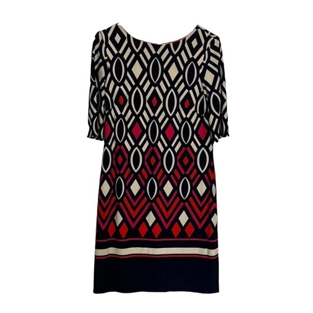 Eliza J Print Jersey A-Line Dress 6 | Red Multi